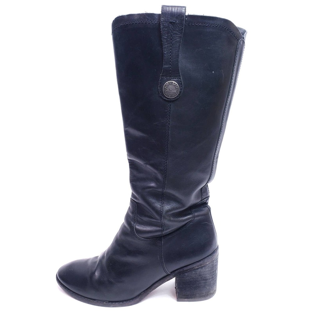 Kork-Ease Black Stacked Heel Leather Boots Size 7